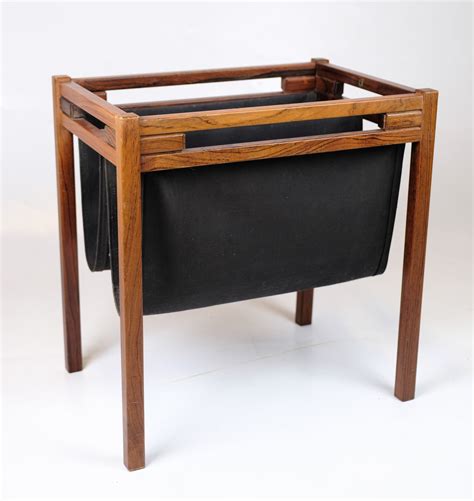 newspapermagazine holder  rosewood black canvas danish design
