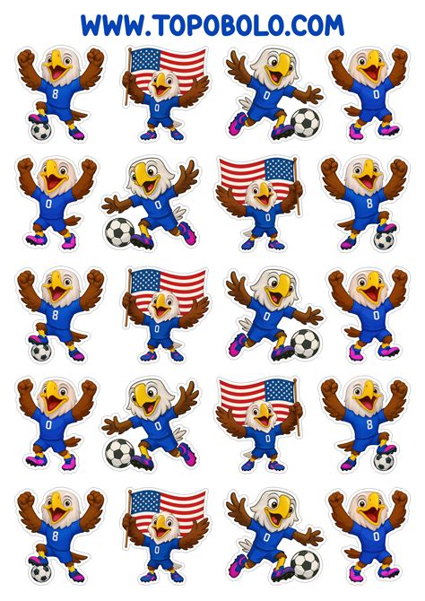 Mascote do Estados Unidos copa do mundo 2026 Clutch águia adesivos