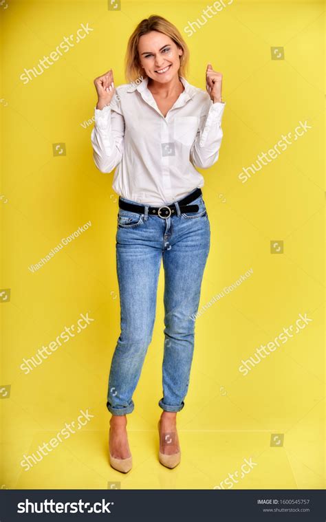 Fulllength Art Portrait Pretty Smiling Blonde Stock Photo Shutterstock