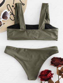 Padded Wide Straps Bandeau Bikini Set In CAMOUFLAGE GREEN ZAFUL 2025