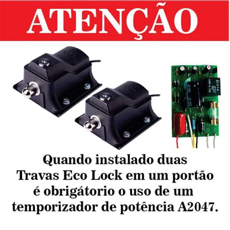 Kit 2 Travas Fechadura Magnética Eco Lock Motor Portão Automático