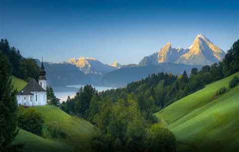 Wallpaper Road Autumn Forest Trees Mountains Germany Bayern