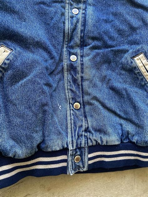 1990s Basic Editions Denim Varsity Jacket Gem