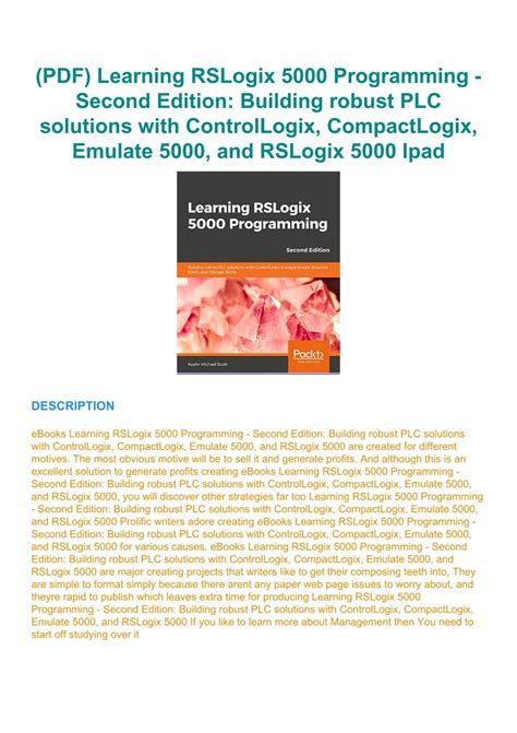 Learning Rslogix 5000 Programming Building Plc Solutions With Rockwell Automation And Rslogix 5000