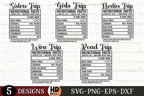 Funny Girls Trip Nutrition Fact Bundle Graphic by HRdigitalsCreative Fabrica