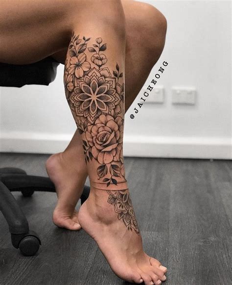 Tatuagem Flores E Mandalas Femininas Tattoos Woman Calf Tattoos