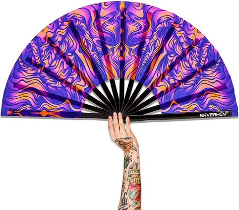 Amazon Raveahem Uv Glow Rave Fan Bamboo Folding Clack Hand Fan