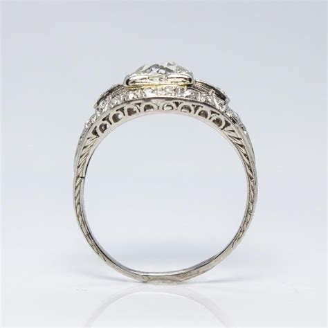 Antique Estate Vintage Edwardian Diamond Platinum Engagement Ring For