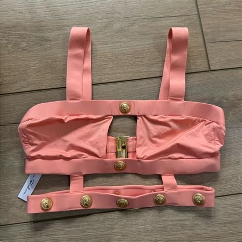 Monica Hansen Swim Nwt Monica Hansen Rich Fab Cut Out Bikini Top Coral Revolve Metallic