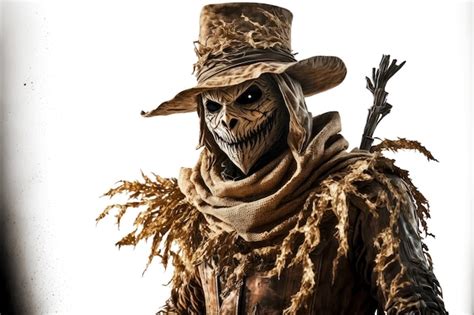 Premium Photo Scary Halloween Scarecrow Isolated On White Background