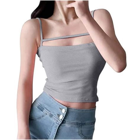 Posijego Camisole Tank Top For Women Square Neck Sleeveless Crop Tank