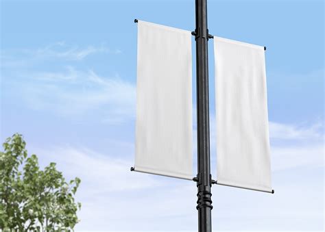 Free Lamp Post Flag Pole Banner Mockup Psd Psfiles