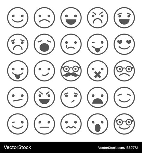 Set of smiley icons with different emotions Vector Image