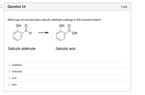 Solved Question Pts What Type Of Reaction Does Salicylic Aldehyde