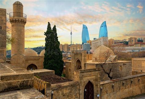 modern architecture  baku city azerbaijan stock photo