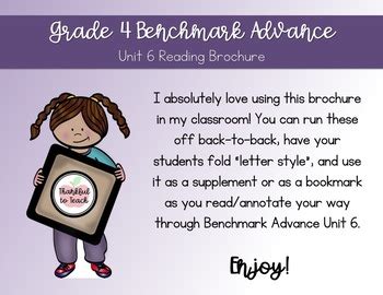 Benchmark Advance Grade 4 Unit 6 Reading Brochure Bookmark TPT