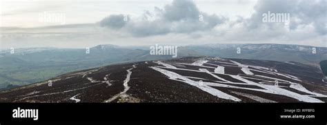view  win hill  ladybower reservoir peak district uk stock