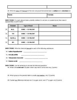 Bonding Unit Test By Accessible Science Activities Tpt