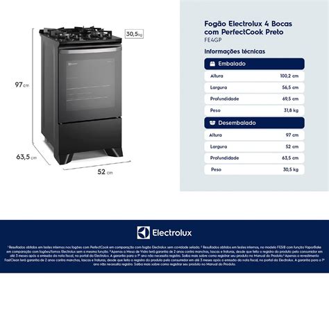 Fogão Electrolux 4 Bocas Efficient Fe4gp - Fogão Electrolux 4 bocas Efficient FE4GP com Mesa | Casas Bahia