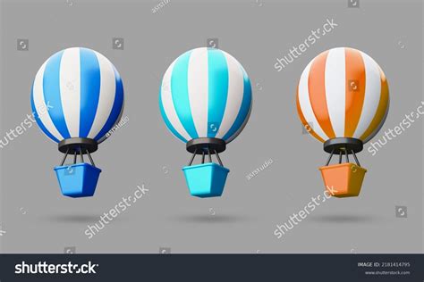 Hot Air Balloon D Icon Set Stock Illustration Shutterstock