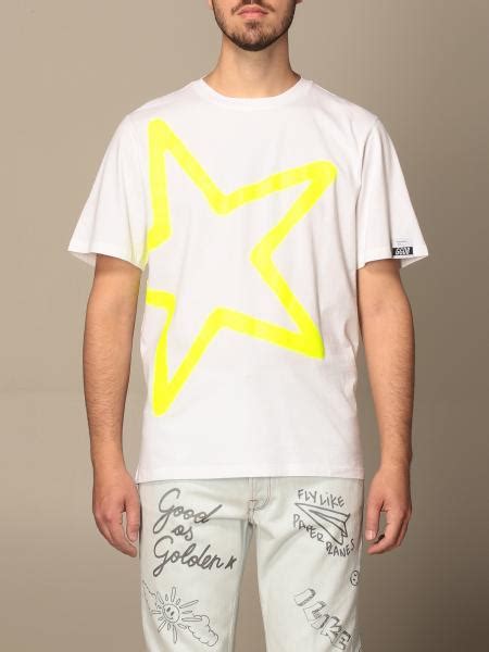 GOLDEN GOOSE: cotton T-shirt with star print - White | Golden Goose t
