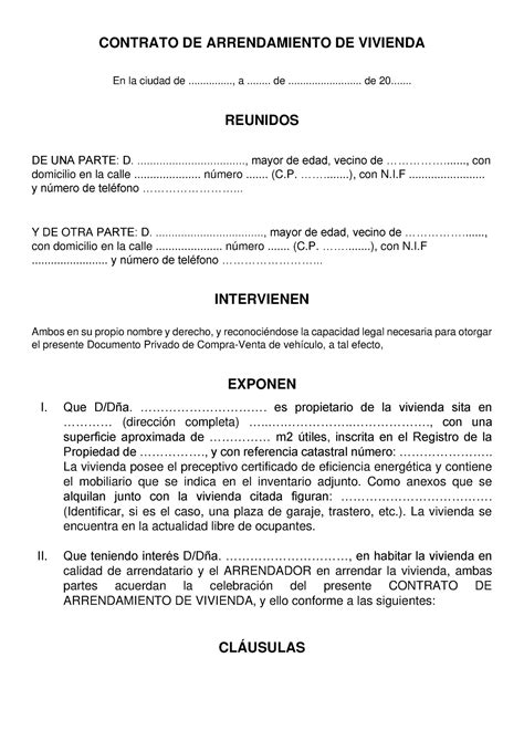 Contrato Arrendamiento Vivienda CONTRATO DE ARRENDAMIENTO DE VIVIENDA