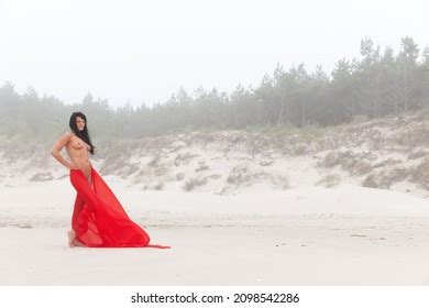 Beautiful Nude Woman Red Fabric Posing Stock Photo 2098542286 Shutterstock