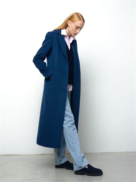 Пальто женское синие прямое – Lilu Fashion