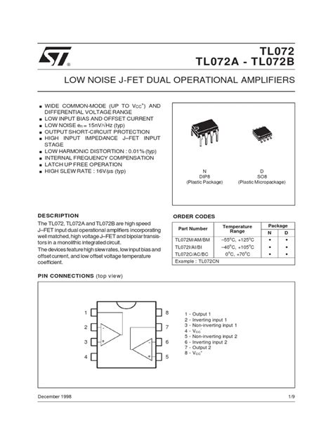 TL 072.pdf | Operational Amplifier | Amplifier