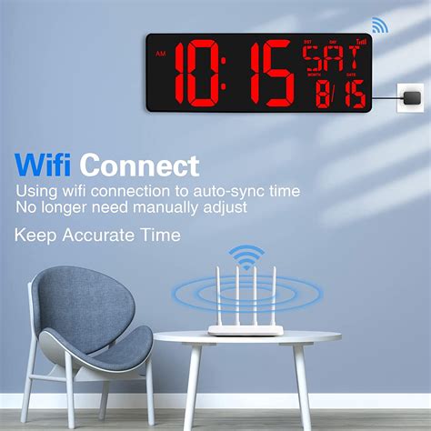 Reloj De Pared Digital Grande Xrexs Con Sincronizaci N Wifi Pantalla