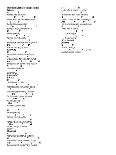 Lirik Lagu Laskar Pelangi | PDF