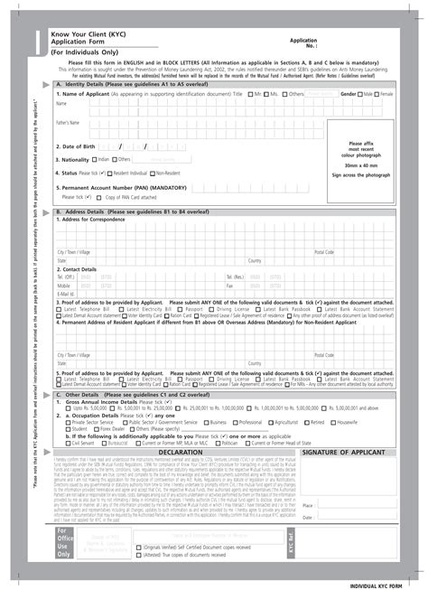 Kyc Form For Cha 22 Printable Kyc Form For Pf Templat