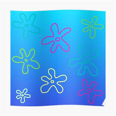 Spongebob Bikini Bottom Flower Design Poster For Sale By Luckymooninc Redbubble