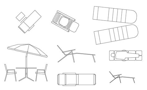 Outdoor Furniture DWG CAD Blocks In Plan And Elevation, 58% OFF