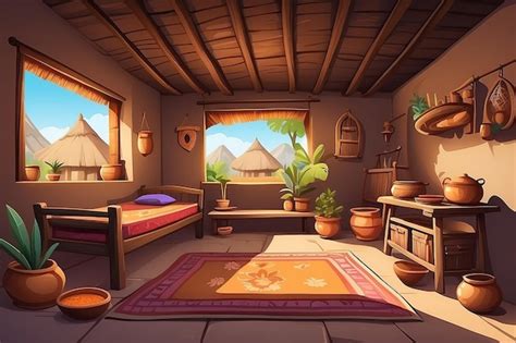 Premium Photo Indian Village House Interior Vector Cartoon Illustration