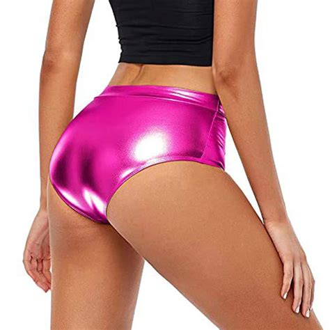 Womens Sexy Hot Metallic Booty Shorts Shiny Skinny Panties Short Pants For Rave Dance Music