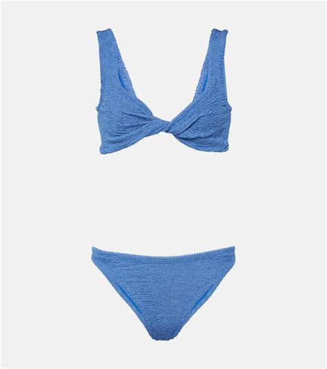 Juno Twist Detail Bikini In Blue Hunza G Mytheresa