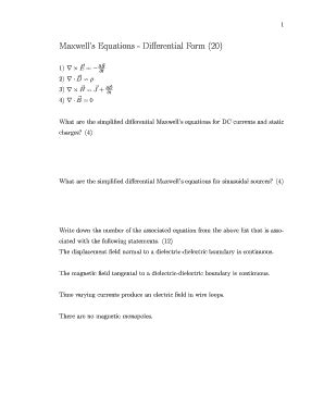 Fillable Online 1 Maxwell s Equations - Differential Form CD0G 1) PR TE ...