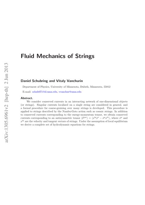 fluid mechanics  strings