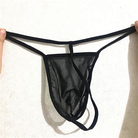 2 Pcs Men Sissy Thong Mesh See Through Pouch G String Super Miin Bikini