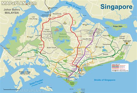 Singapore top tourist attractions map - Metro (Subway, Underground