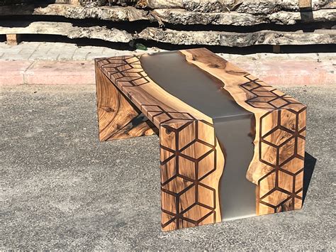 Waterfall Walnut Epoxy Resin Coffee Table - Modern Center Table For