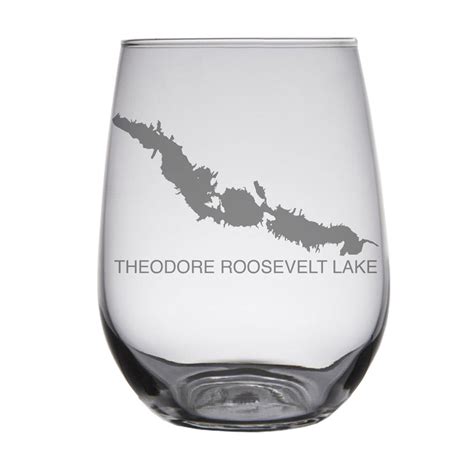 Theodore Roosevelt Lake Az Map Engraved Glasses Etsy