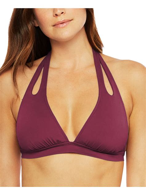La Blanca Women S Burgundy Stretch Removable Cups Tie Bikini Deep V Neck Cutout Island Goddess