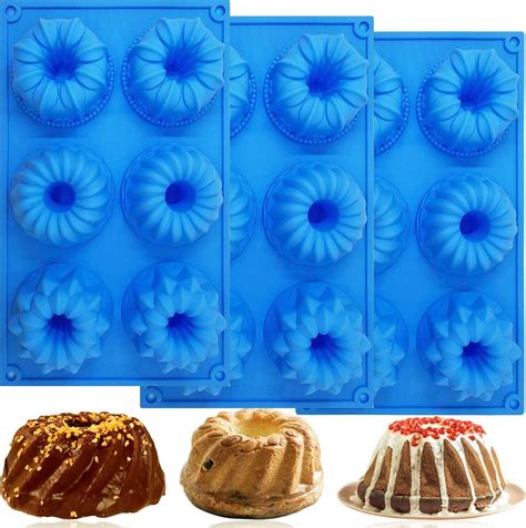 Amazon AFINSEA 3PCS Mini Bundt Cake Pan Bundtlette Cake Silicone