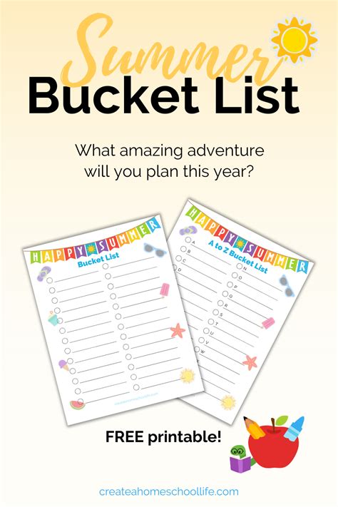 16 Top Summer Bucket List Ideas For Kids Free Printable Artofit