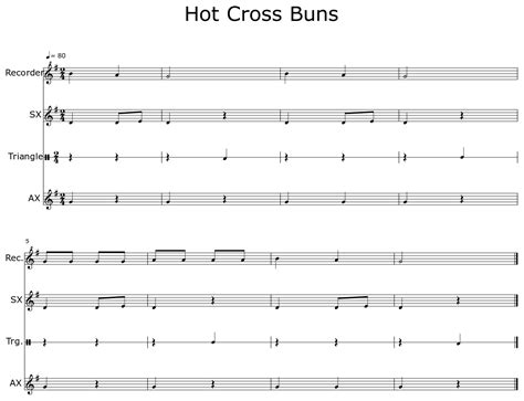 Hot Cross Buns Sheet Music For Recorder Xylophone Drum Set