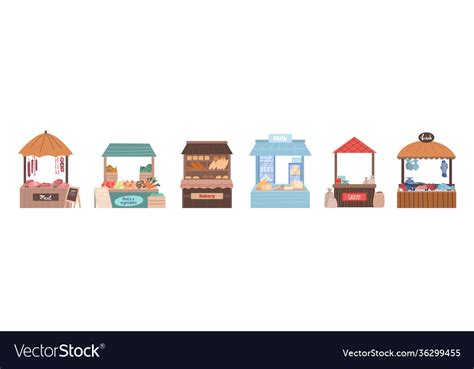 Local market stalls street shops with fresh Vector Image