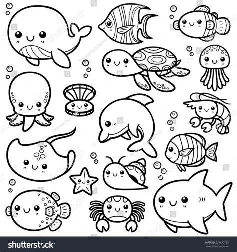 vector illustration  sea animals cartoon coloring book bubakidscom