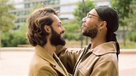 Slow Motion Video Black Gay Man Tenderly Stroking Hair His Stock Video Alvarog